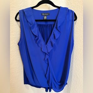 INC - International concepts sleeveless ruffled blouse in brilliant blue!